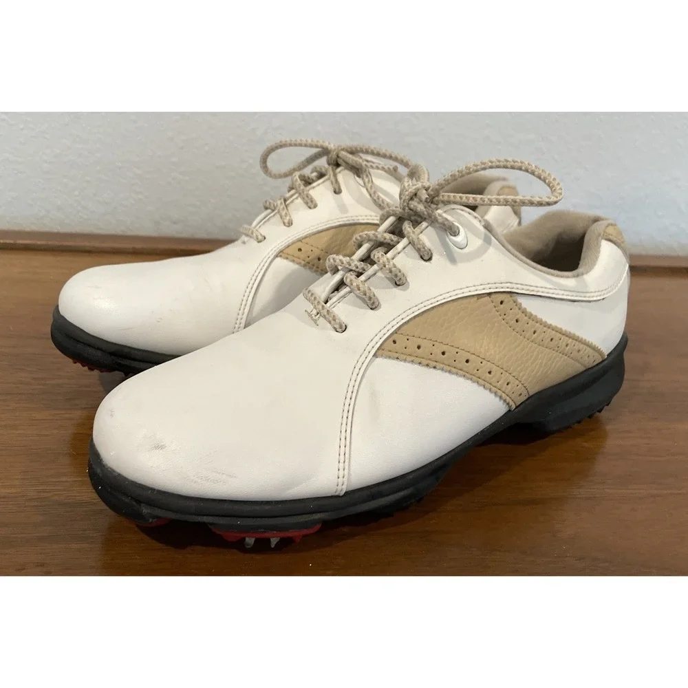 FootJoy Greenjoys 48392 Womens White/Beige Golf Shoes Cleats Size 8 M